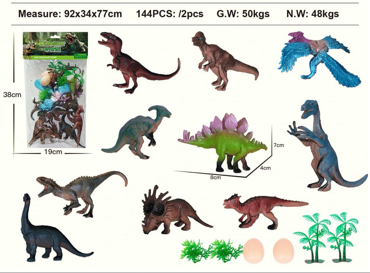 Dinosaur World – 10-Piece 5" Dinosaur Figures Set with Accessories
