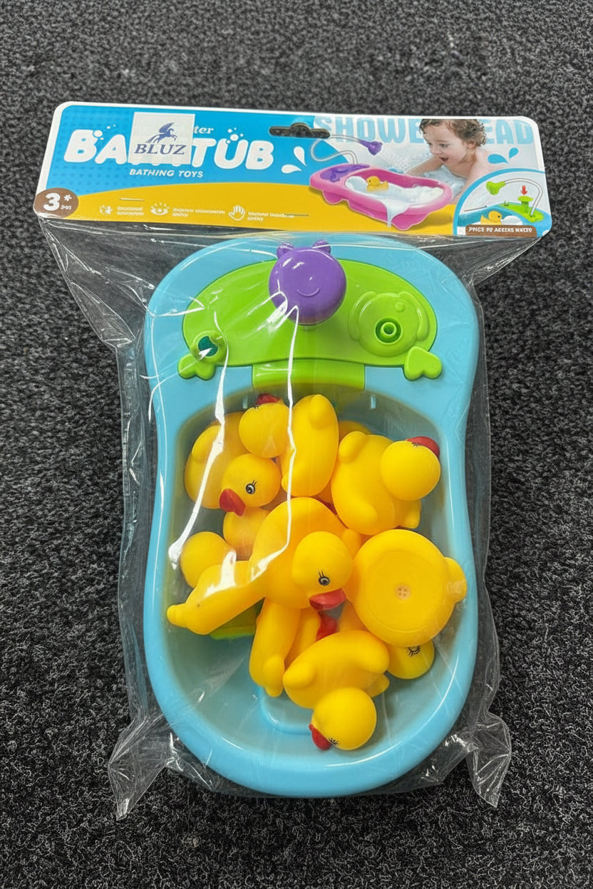 Spray Water Bathtub Bathing Toy Set with Rubber Ducks & Shower Head