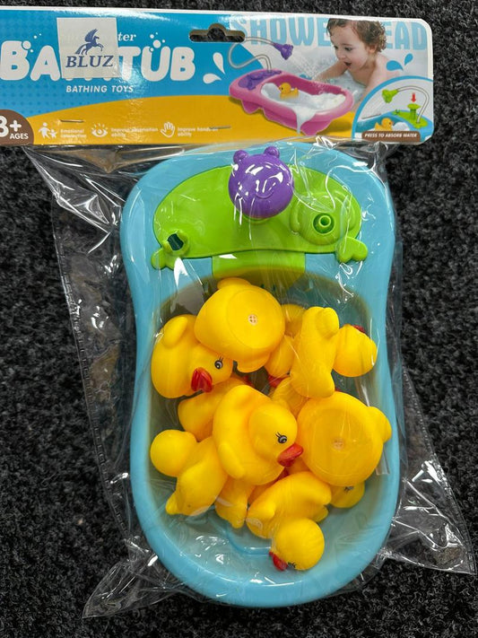 Spray Water Bathtub Bathing Toy Set with Rubber Ducks & Shower Head