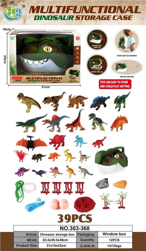 Multifunctional Dinosaur Storage Case – 39 Piece Playset with Backpack (No.303-368)