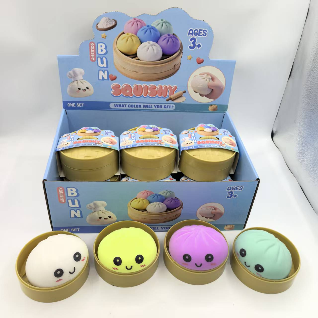 Squishy Bun Toy – Surprise Colour Sensory Squeeze Ball (Ages 3+)
