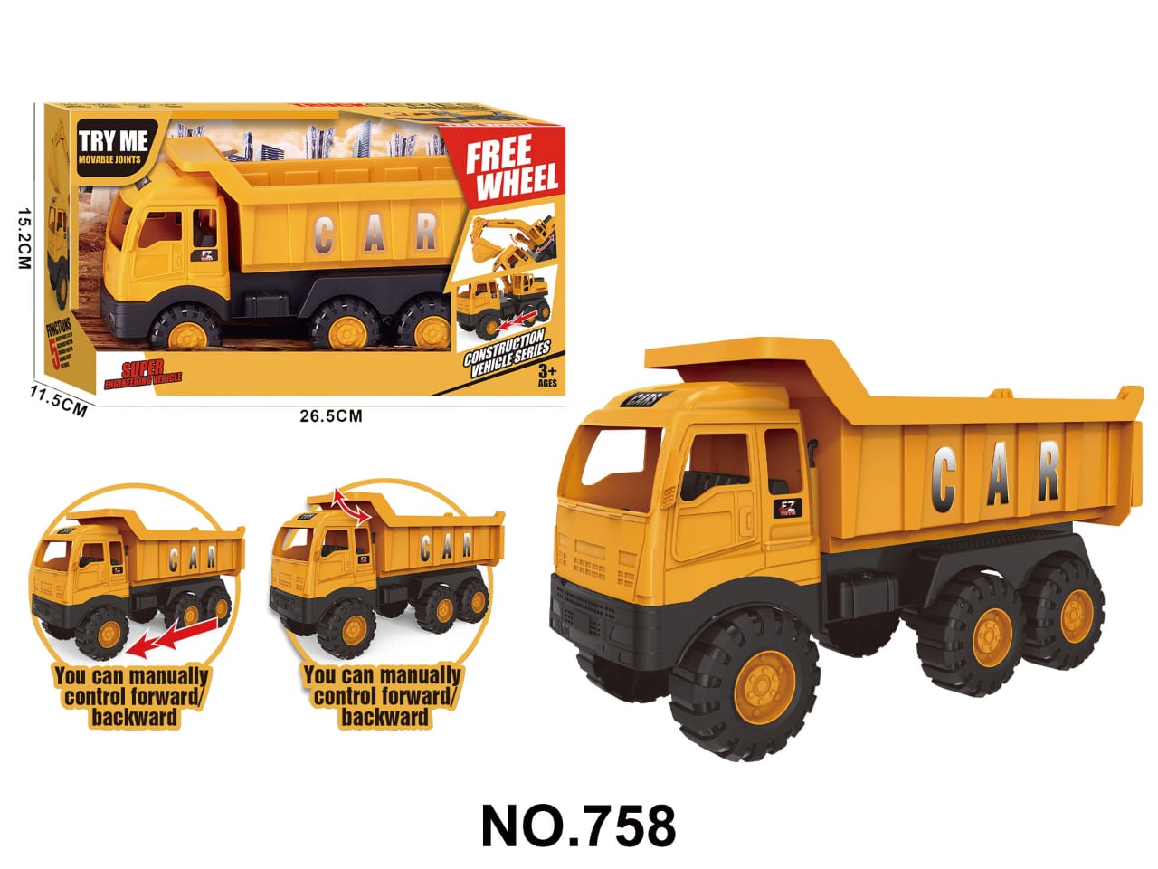 Construction Dump Truck Toy – Free Wheel Engineering Vehicle No.758