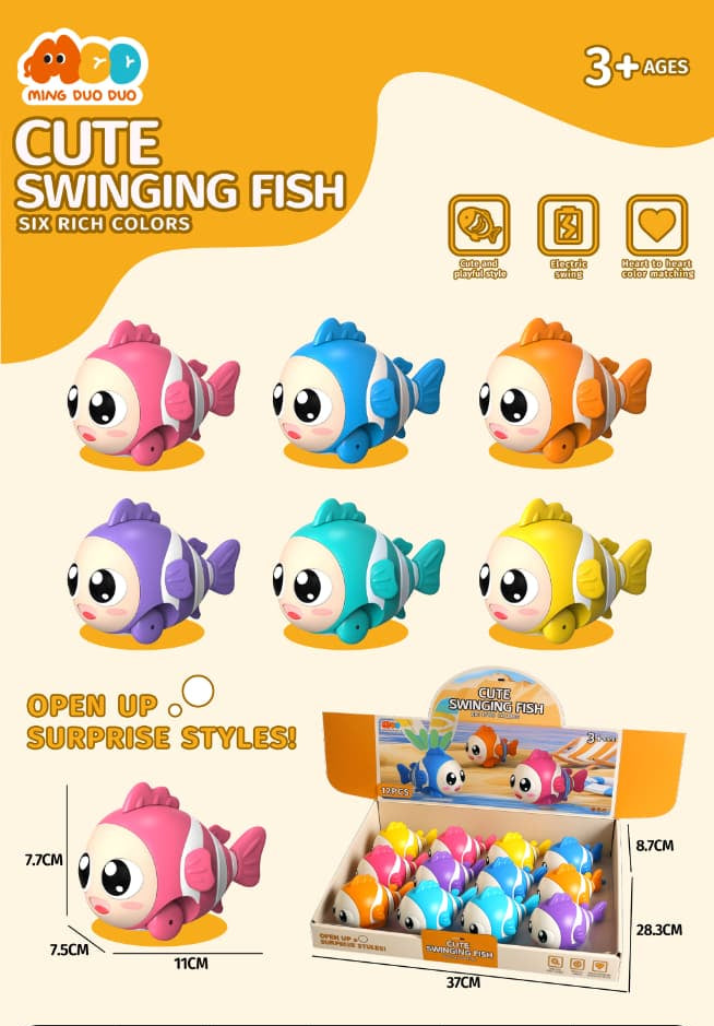 Cute Swinging Fish Toy – 6 Colours | Pack of 12 (Model 89-605B)