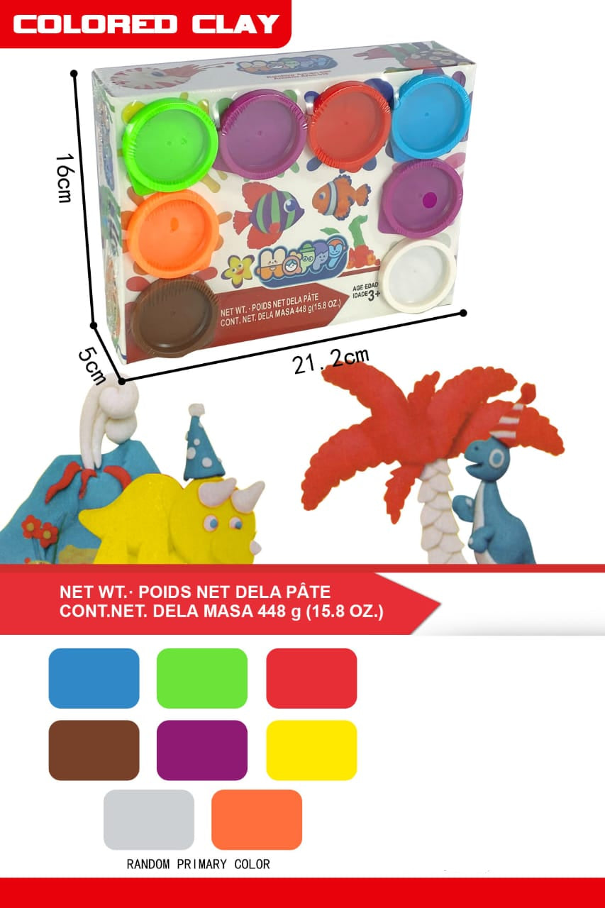 Bluz Happy Coloured Clay Set – 8 Colours (448g)