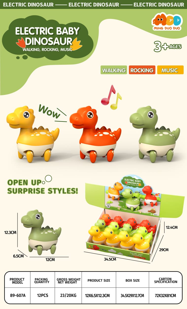 Bluz Electric Baby Dinosaur Toy – Walking, Rocking & Music (Age 3+)
