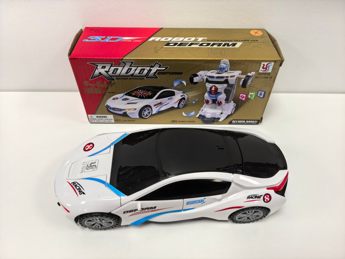 Robot Car for Kids Deform Car 2-in-1 Toy with Bump & Go Action, 3D Lights, Music