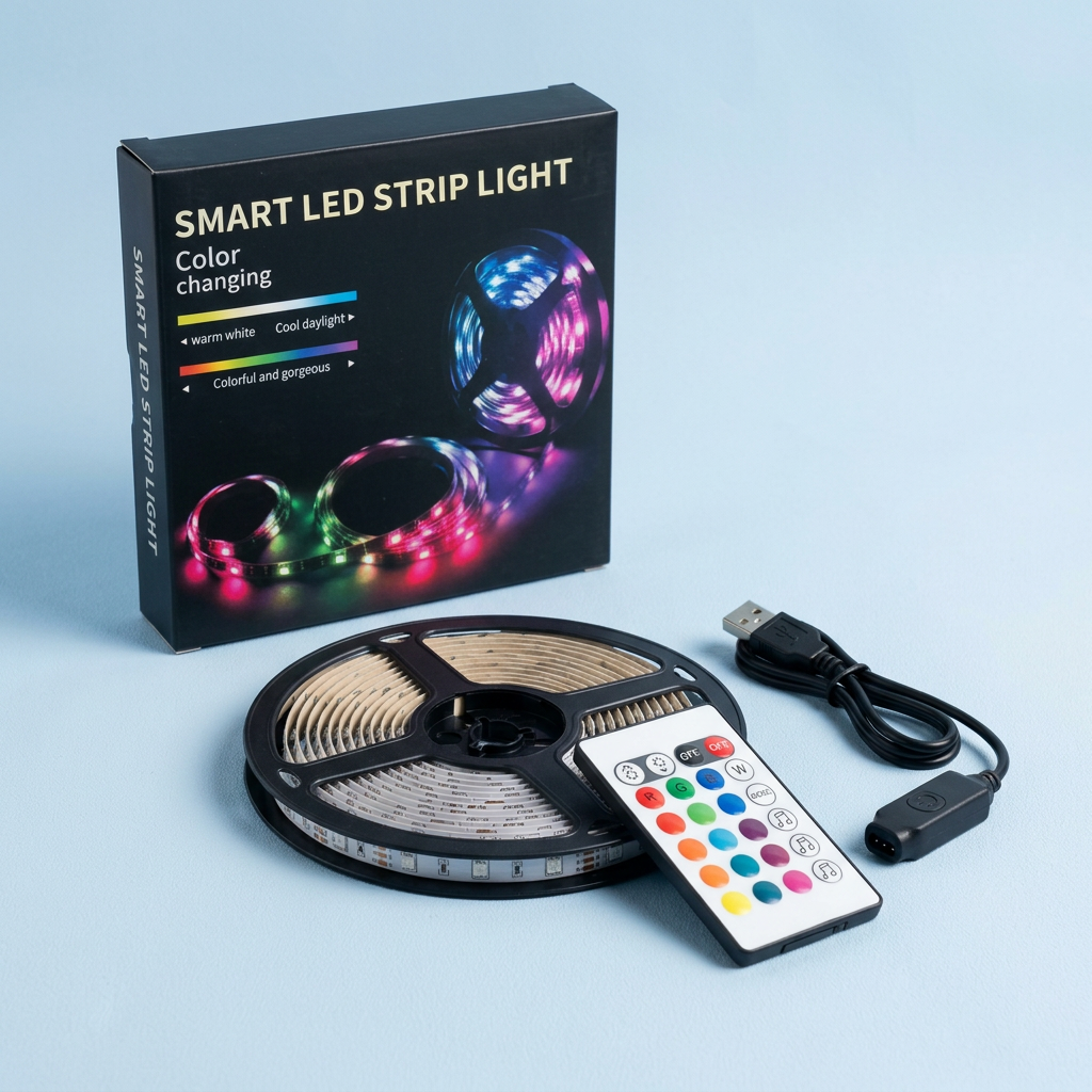 Alternative studio angle with packaging and accessories