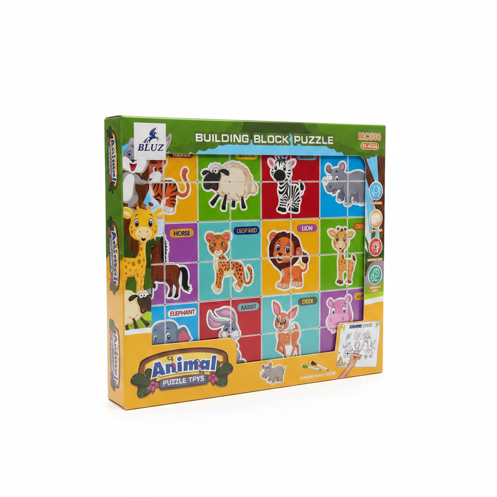 Animal Building Block Puzzle – 3/4 Angle