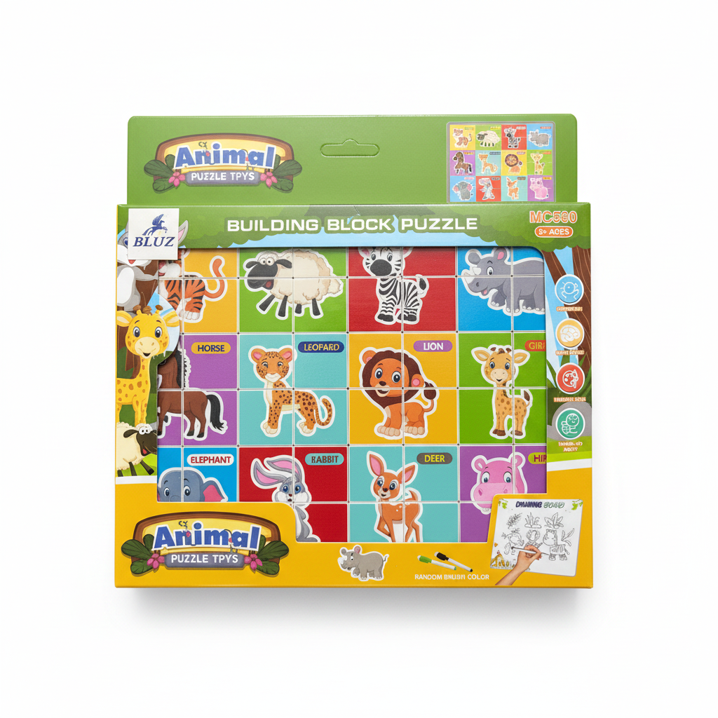 Animal Building Block Puzzle – Overhead Shot