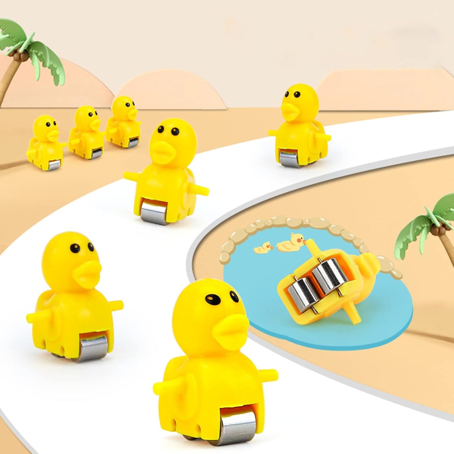 Duck Climbing Stairs Toy, Electric Race Track Game with Light & Music