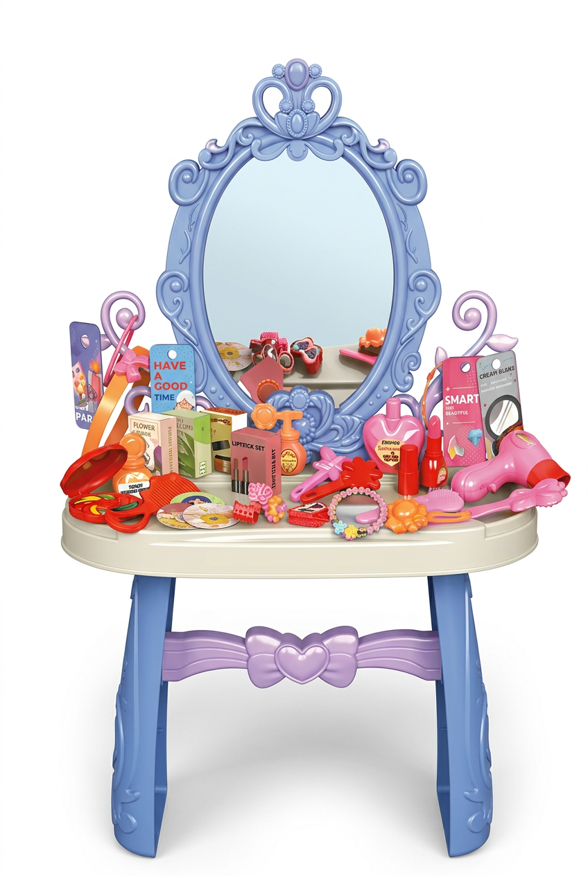 Assembled dressing table illustration on white
