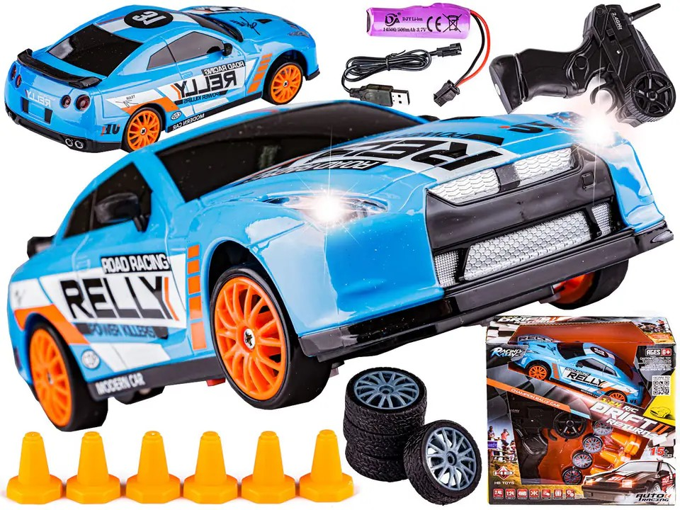 RC Drift Car 2.4GHz 1:24 Scale 4WD 15KM/H Remote Control Car High Speed Model Vehicle LED Lights