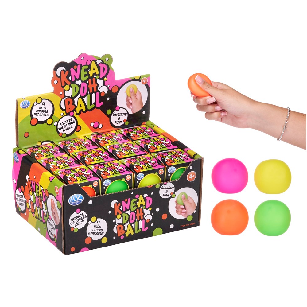 NEON KNEAD DOH BALL 38MM - 24 Pieces in a Box