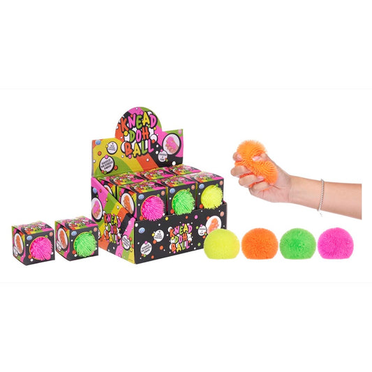 HAIRY NEON KNEAD DOH BALL 70MM -12 Pieces in a Box