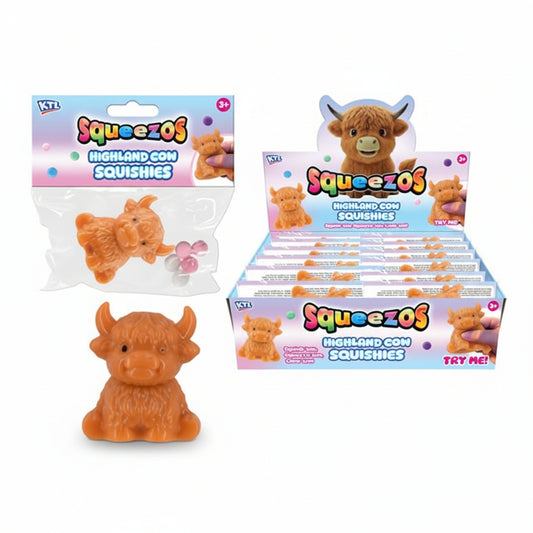 Squishy Highland Cow with Bobbles – 12-Pack Display Box