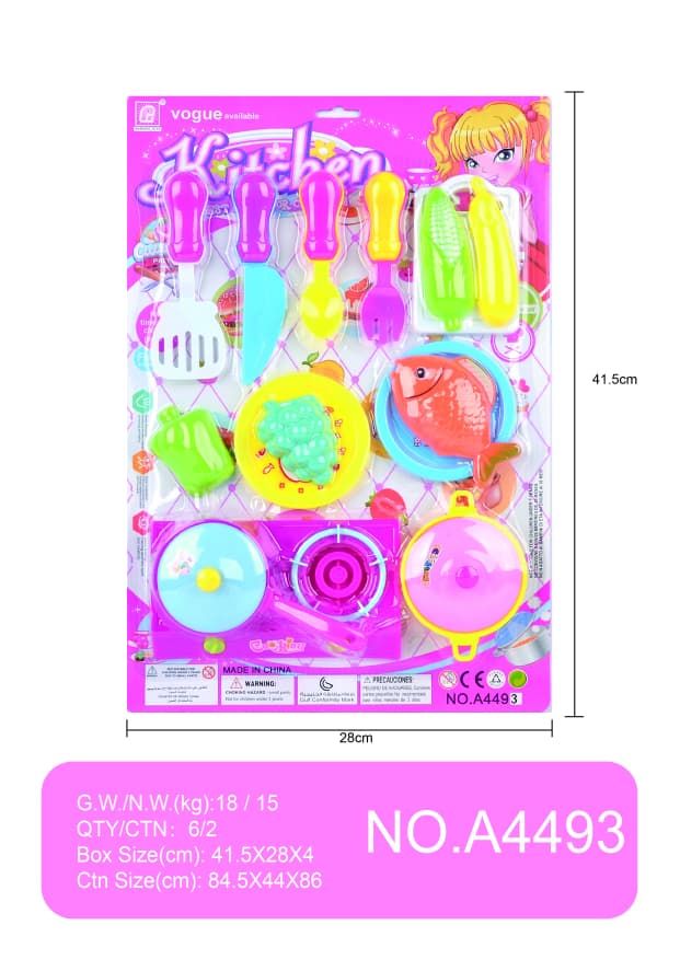 Children's Kitchen Toy Playset – Cookware & Food Set