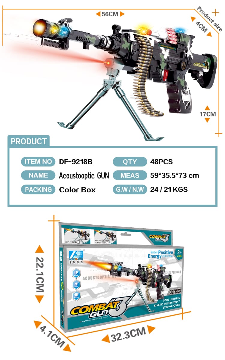 Combat Machine Gun Toy with LED Lights & Sound Effects