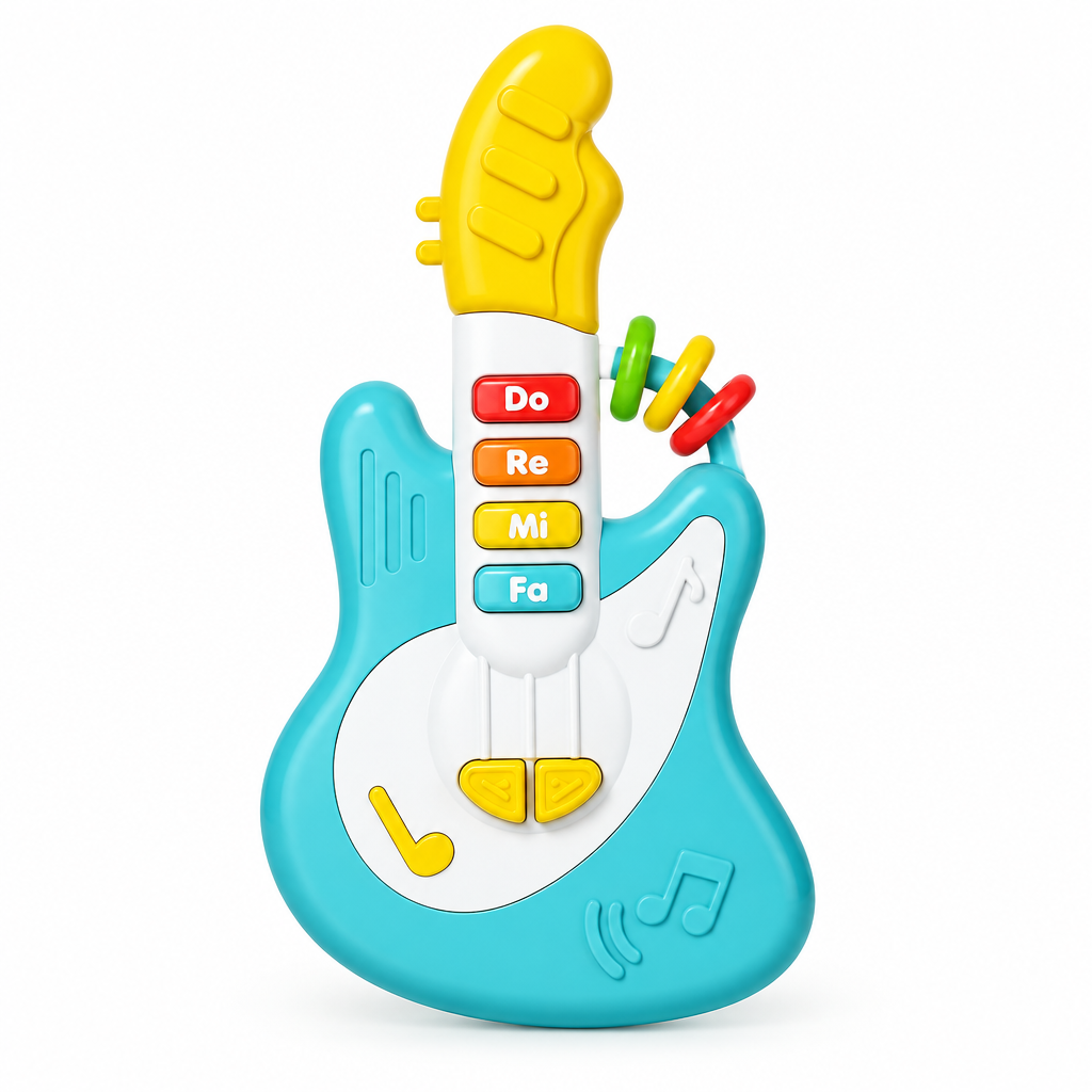Baby musical piano guitar toy on white