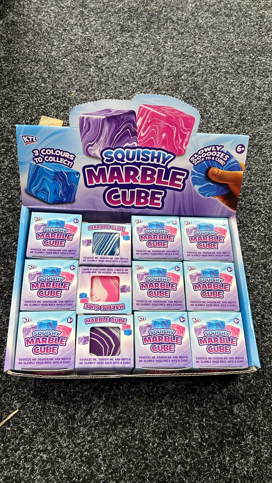 Squishy Marble Cube - Slow Rise Sensory Fidget Toy, 12 Pcs Display Box