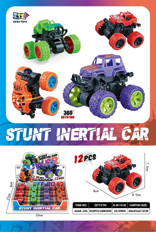 Stunt Inertial Monster Truck Toy Car – 12PCs Display Box