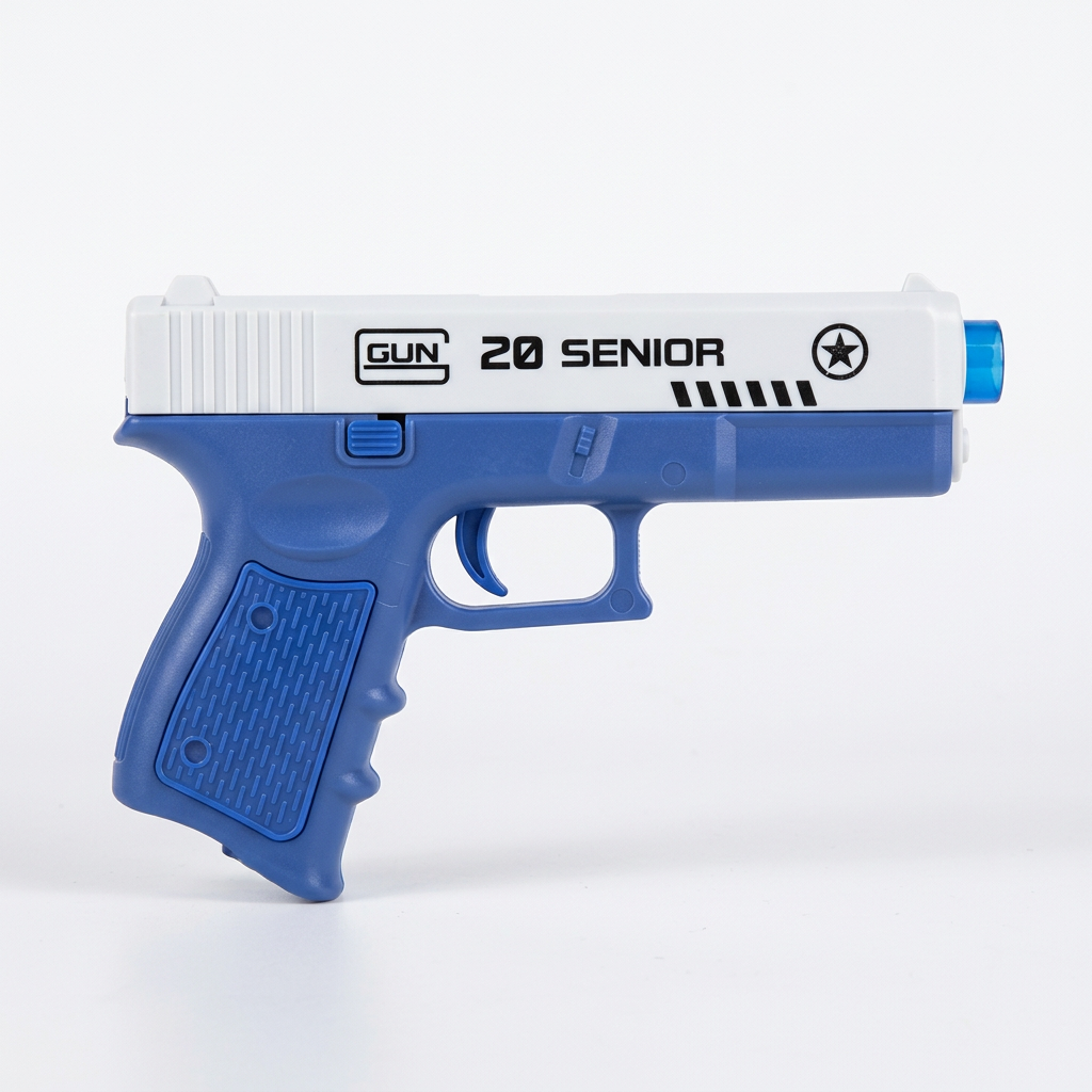 Blue-and-white toy dart blaster