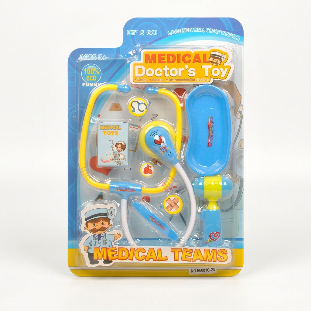 Blue-and-yellow doctor kit in retail packaging