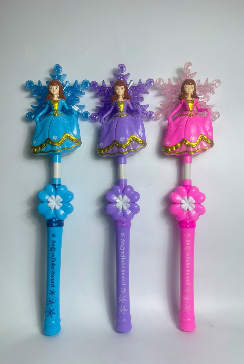 Blue, purple and pink princess snowflake wands together