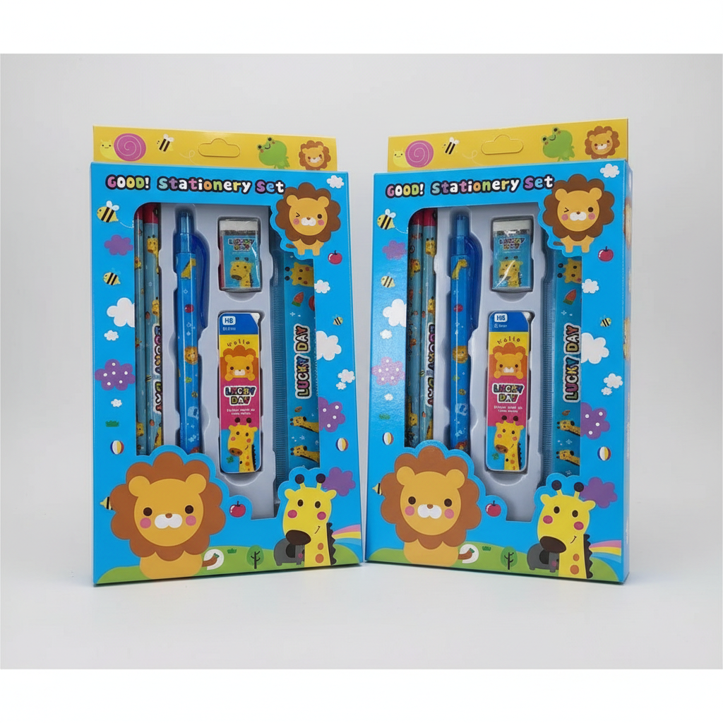 Blue stationery set angled