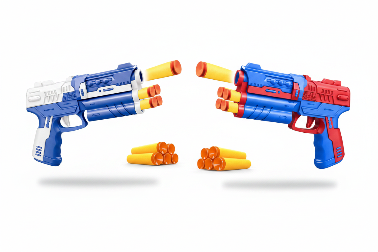 Blue/White and Blue/Red Foam Dart Blasters