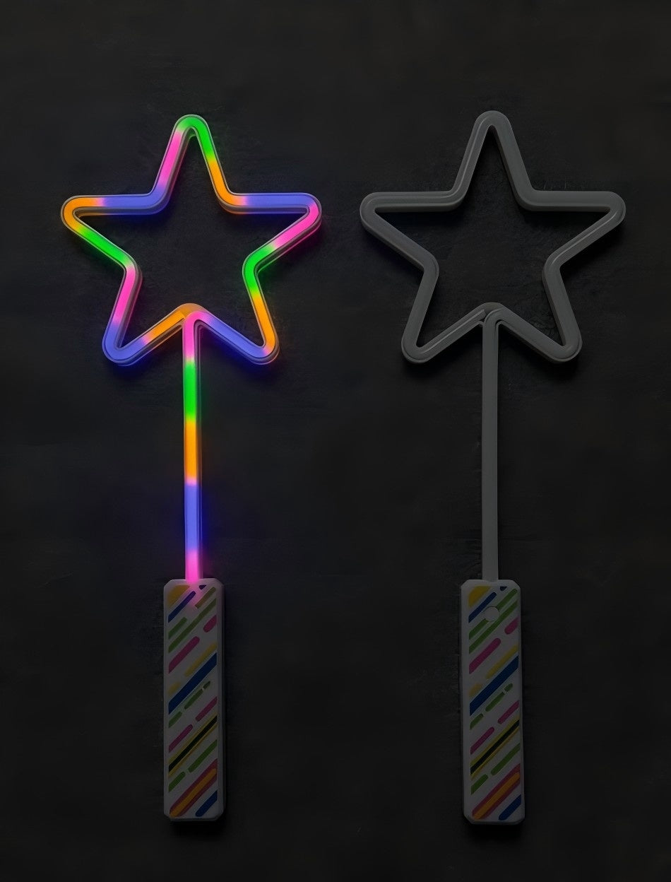 Rainbow LED Star Glow Wand – Neon Light-Up Magic Wand Toy