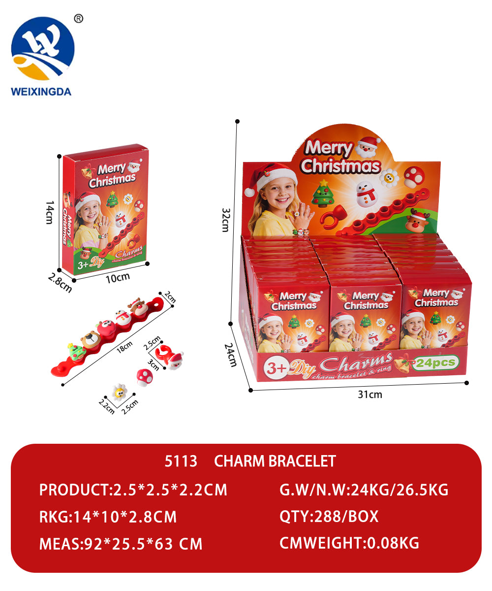 Christmas Charm Bracelet Craft Kit - 12PCs Set