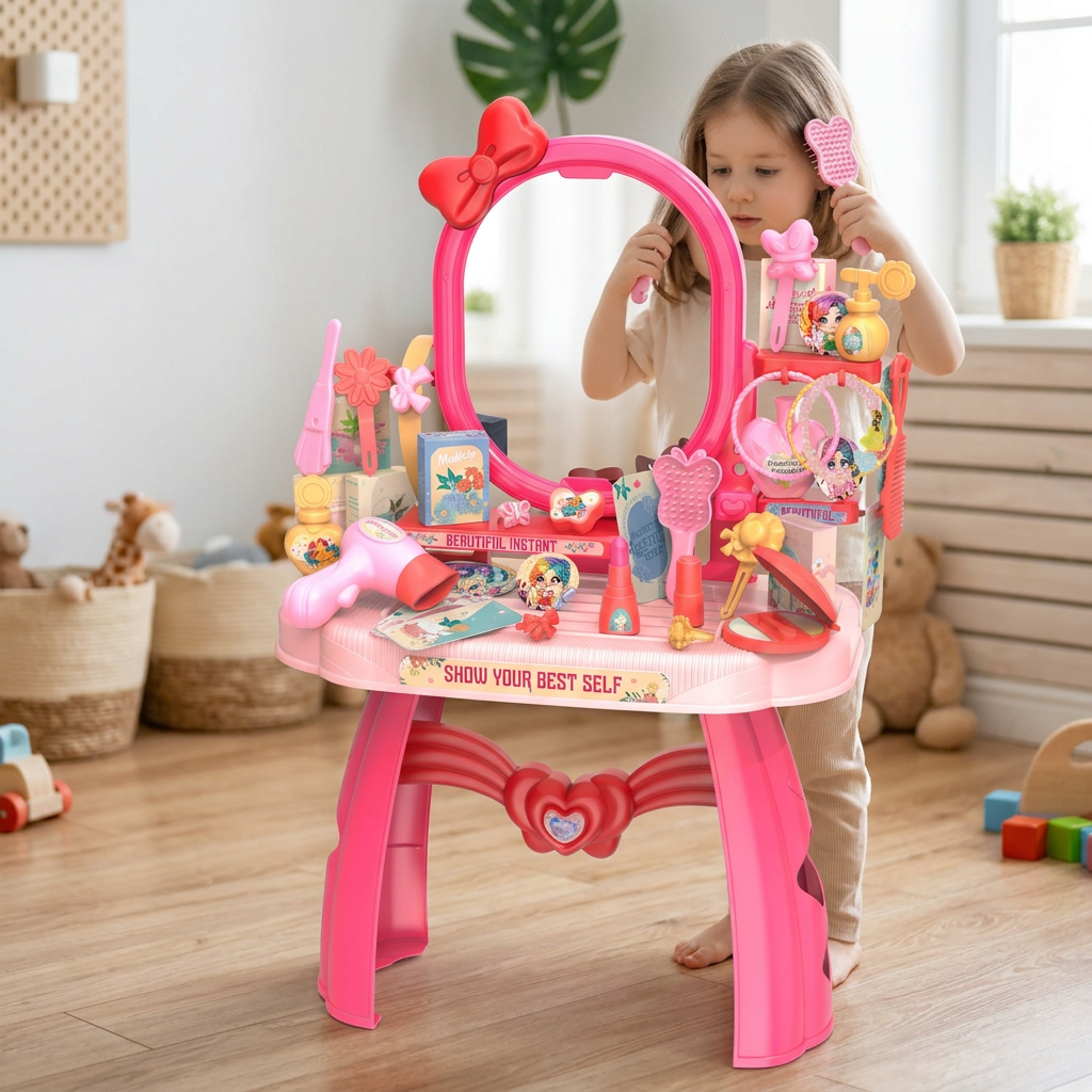 Child enjoying pretend play at the dressing table