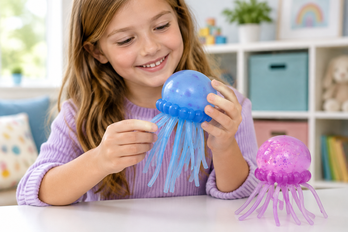 Child holding the jellyfish squishy