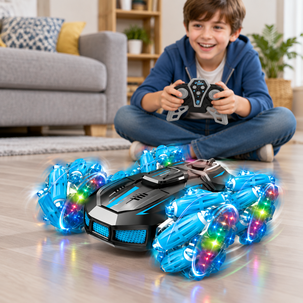 Child playing with the stunt car