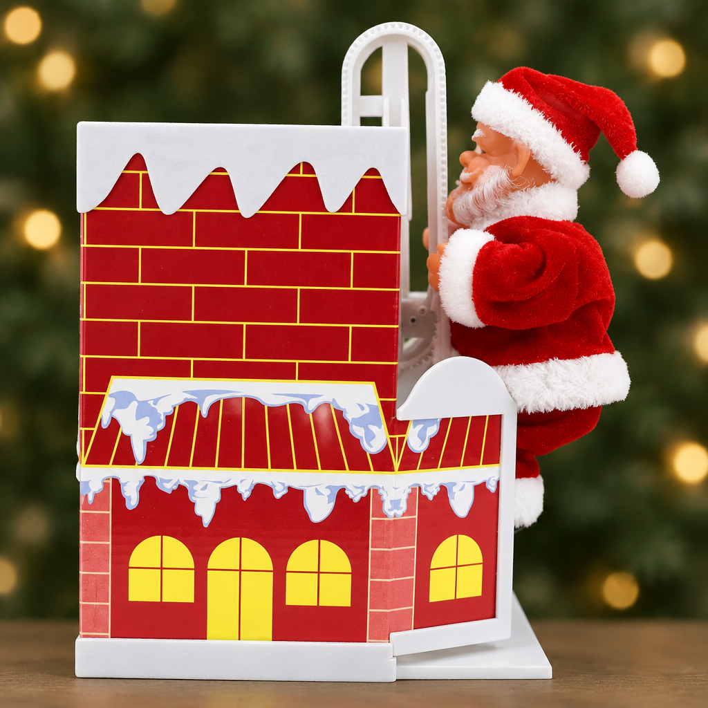 Close-up of Santa and chimney details