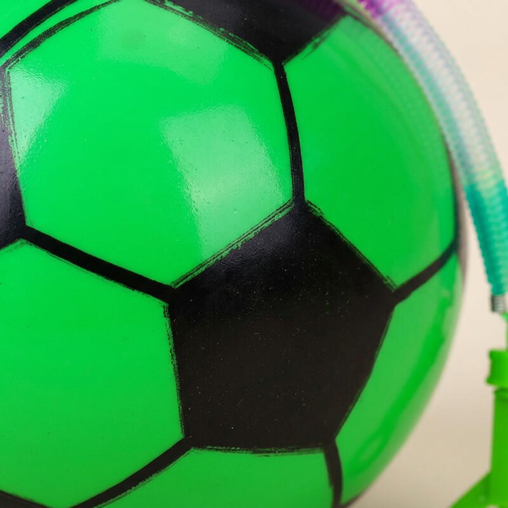 Close-up of the green and black football pattern