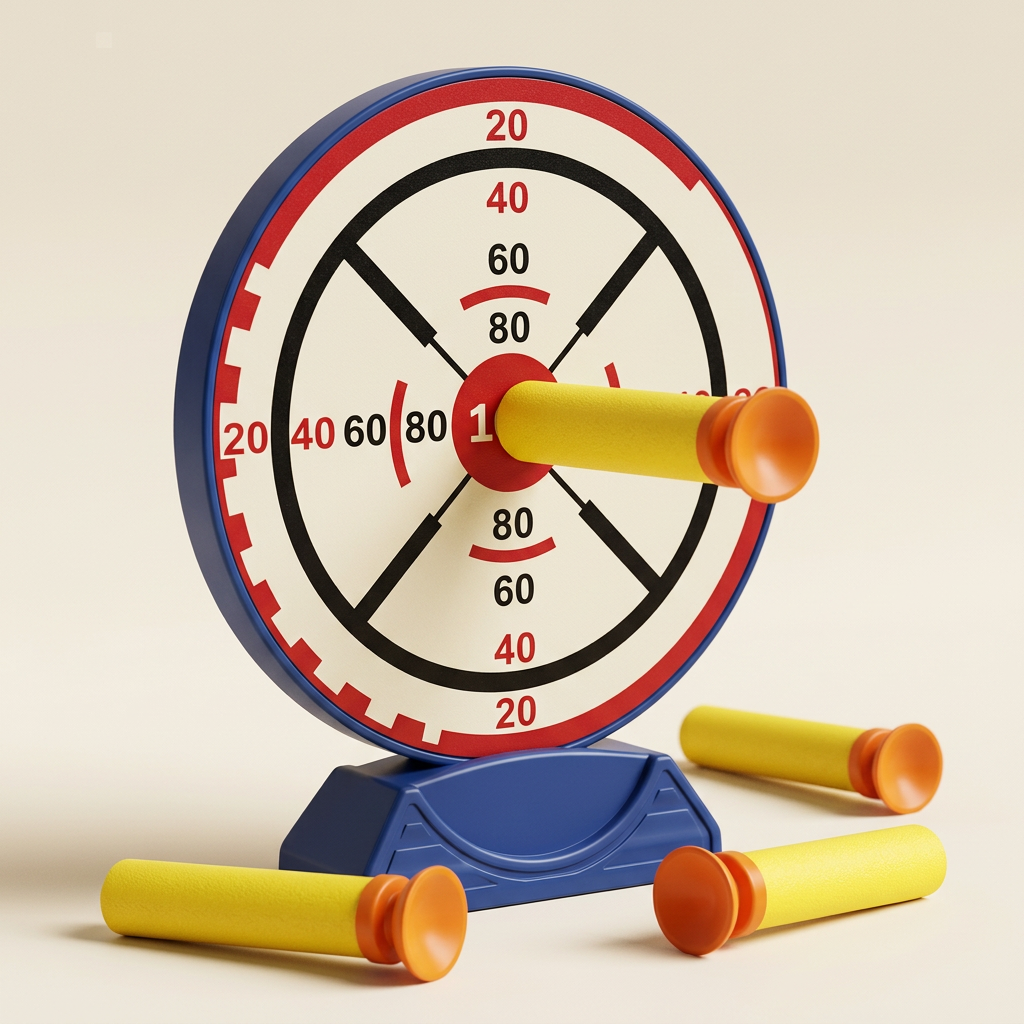 Close-up of the numbered target and suction darts