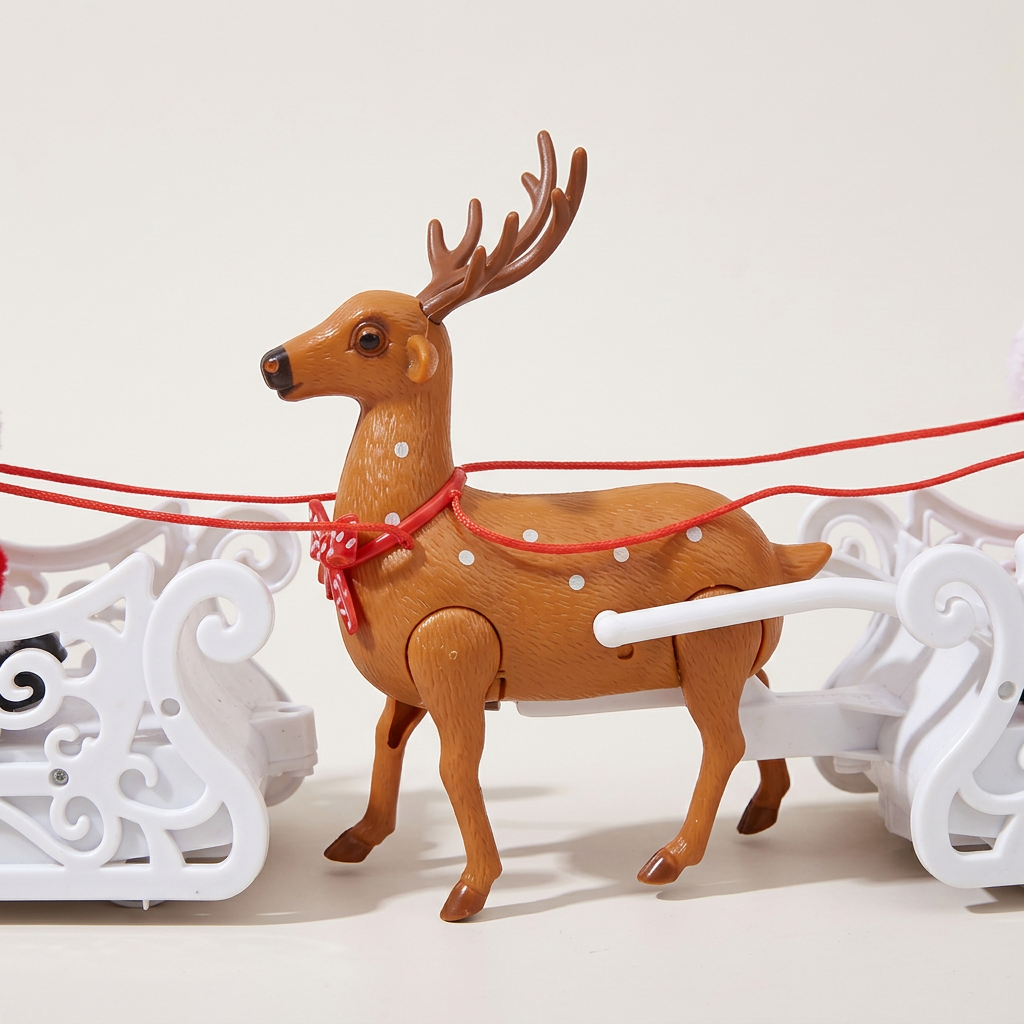 Close-up of the reindeer and connecting reins