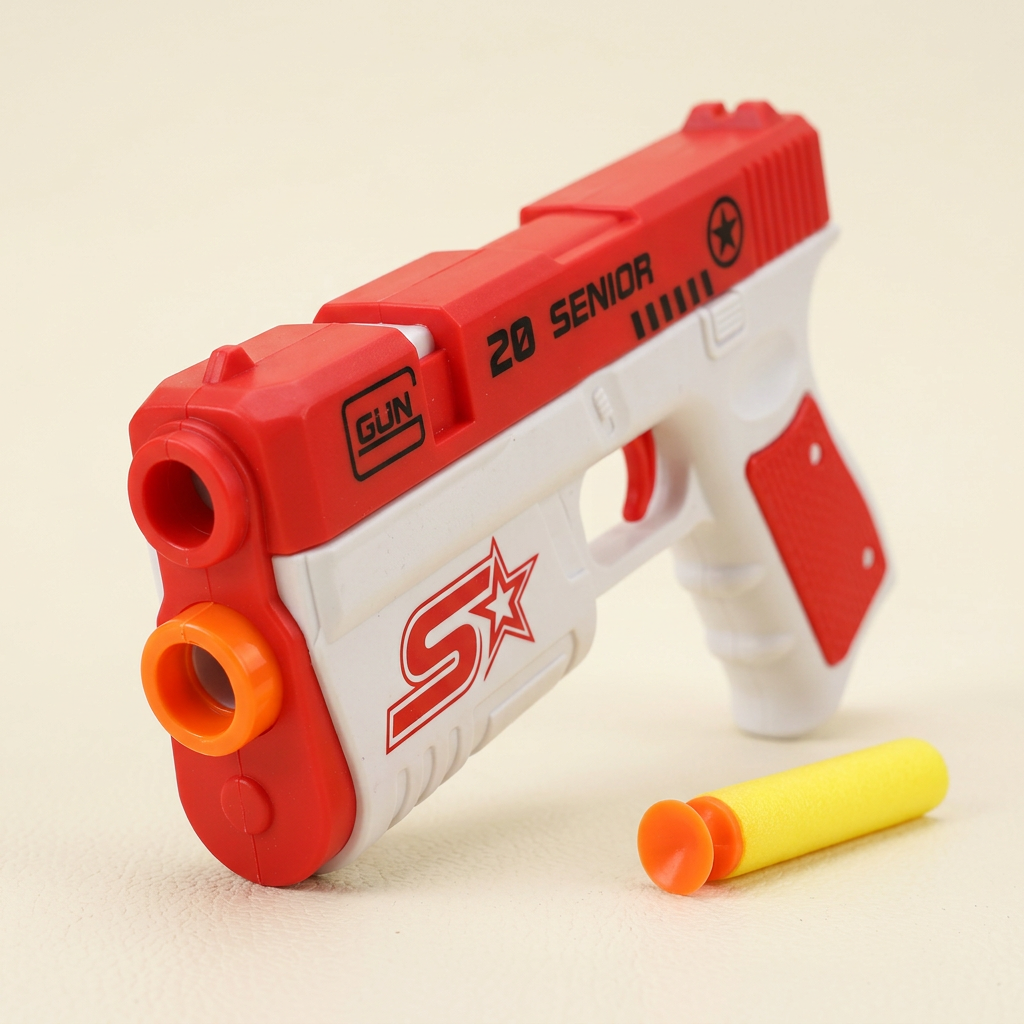 Close-up of the toy blaster and suction dart