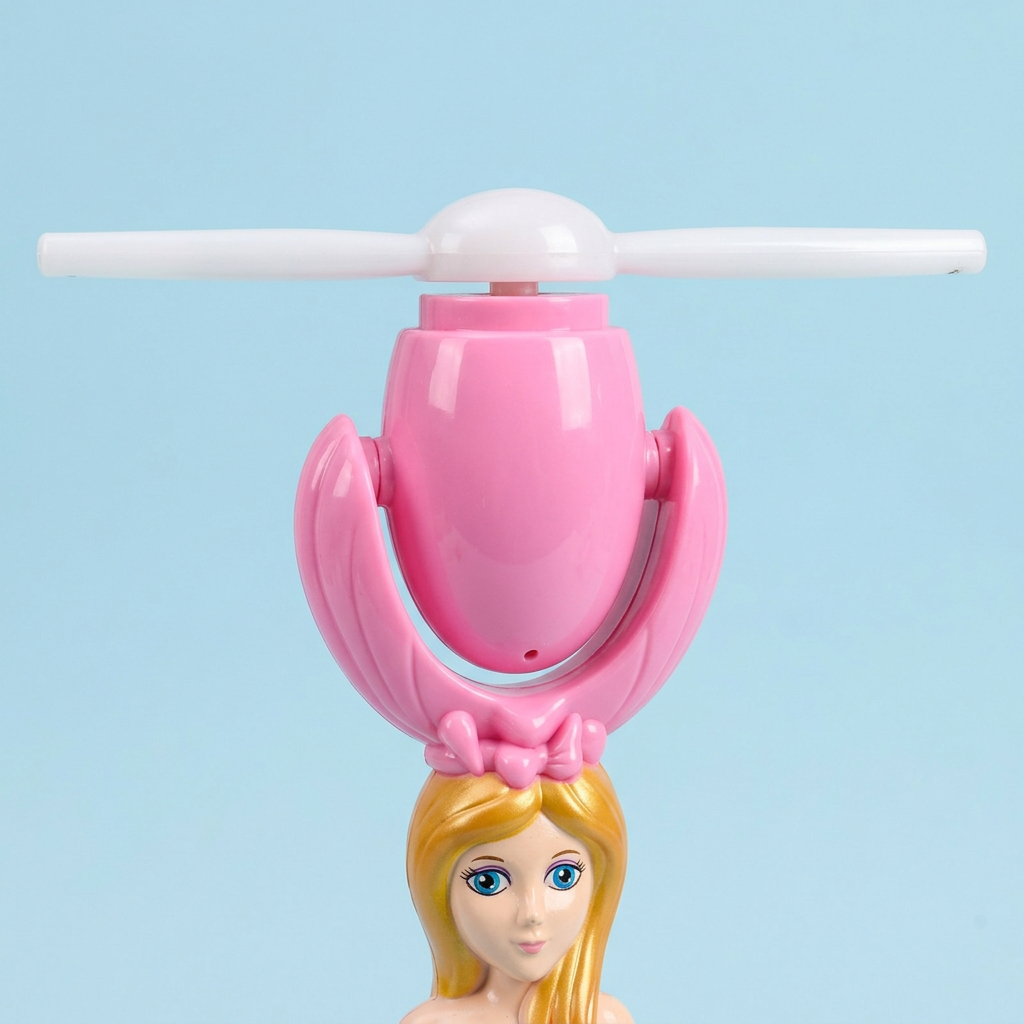 Close-up of the white propeller and pink top assembly