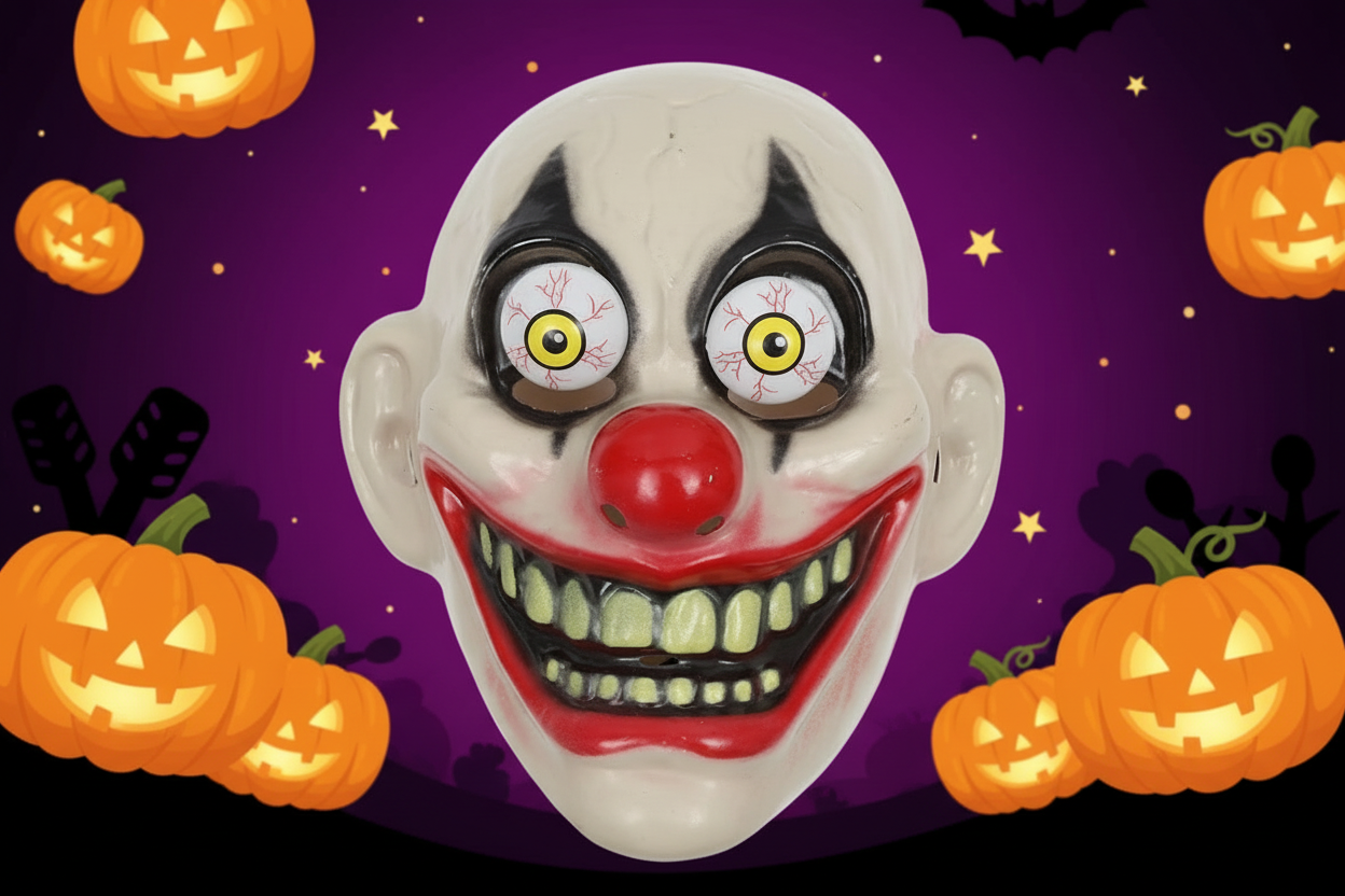 Clown Mask - Halloween Orange Background