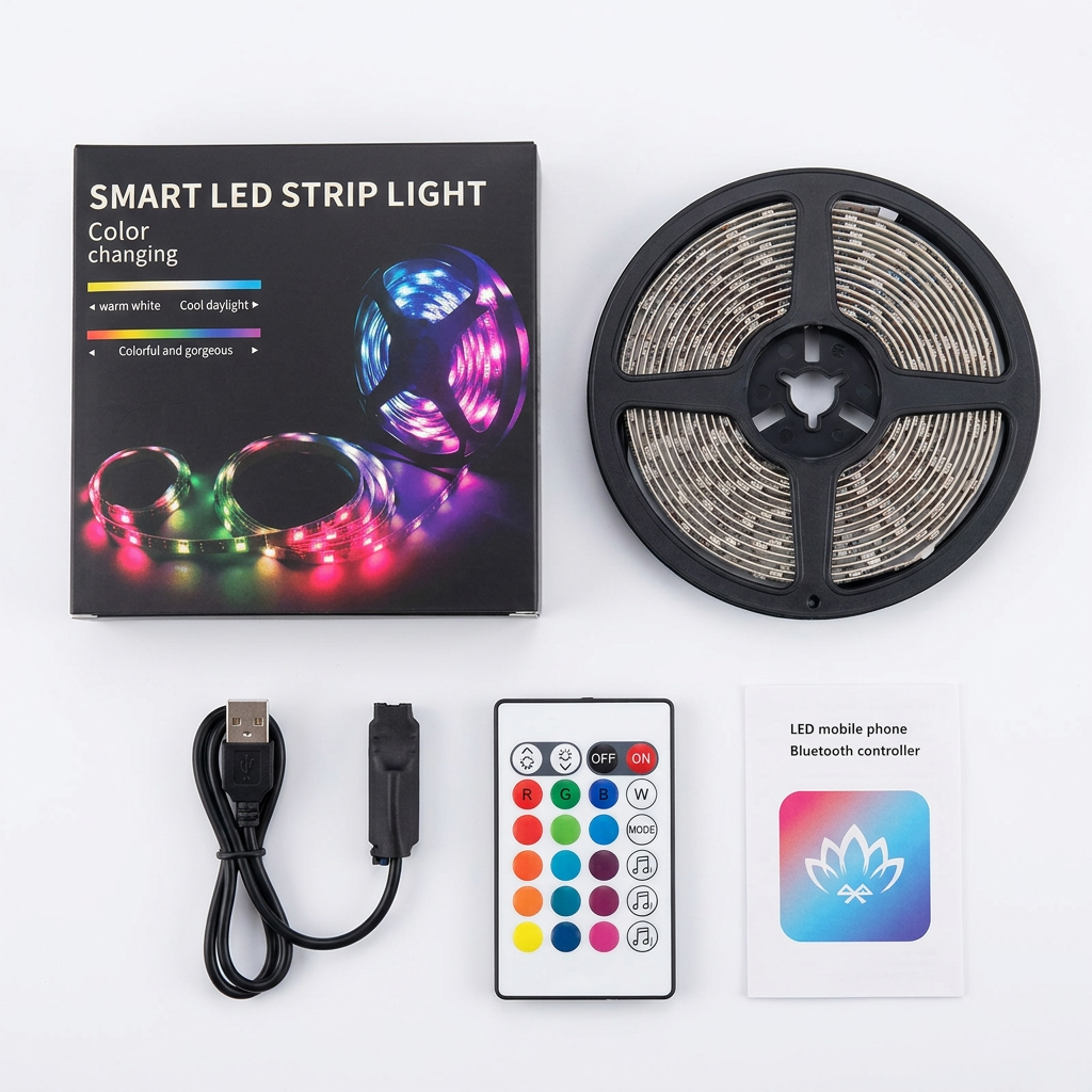 Complete LED strip light kit with original packaging
