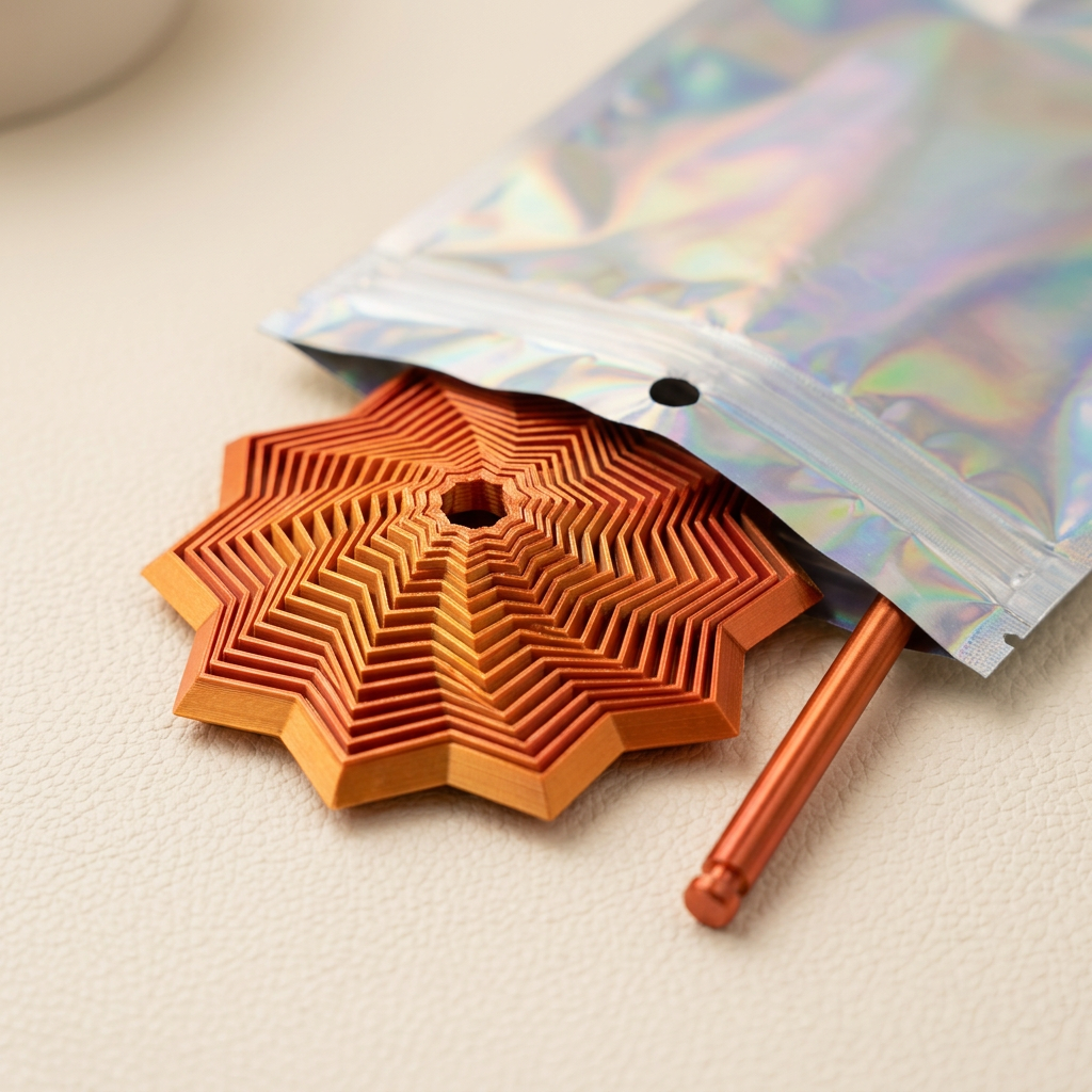 Copper layered star detail close-up