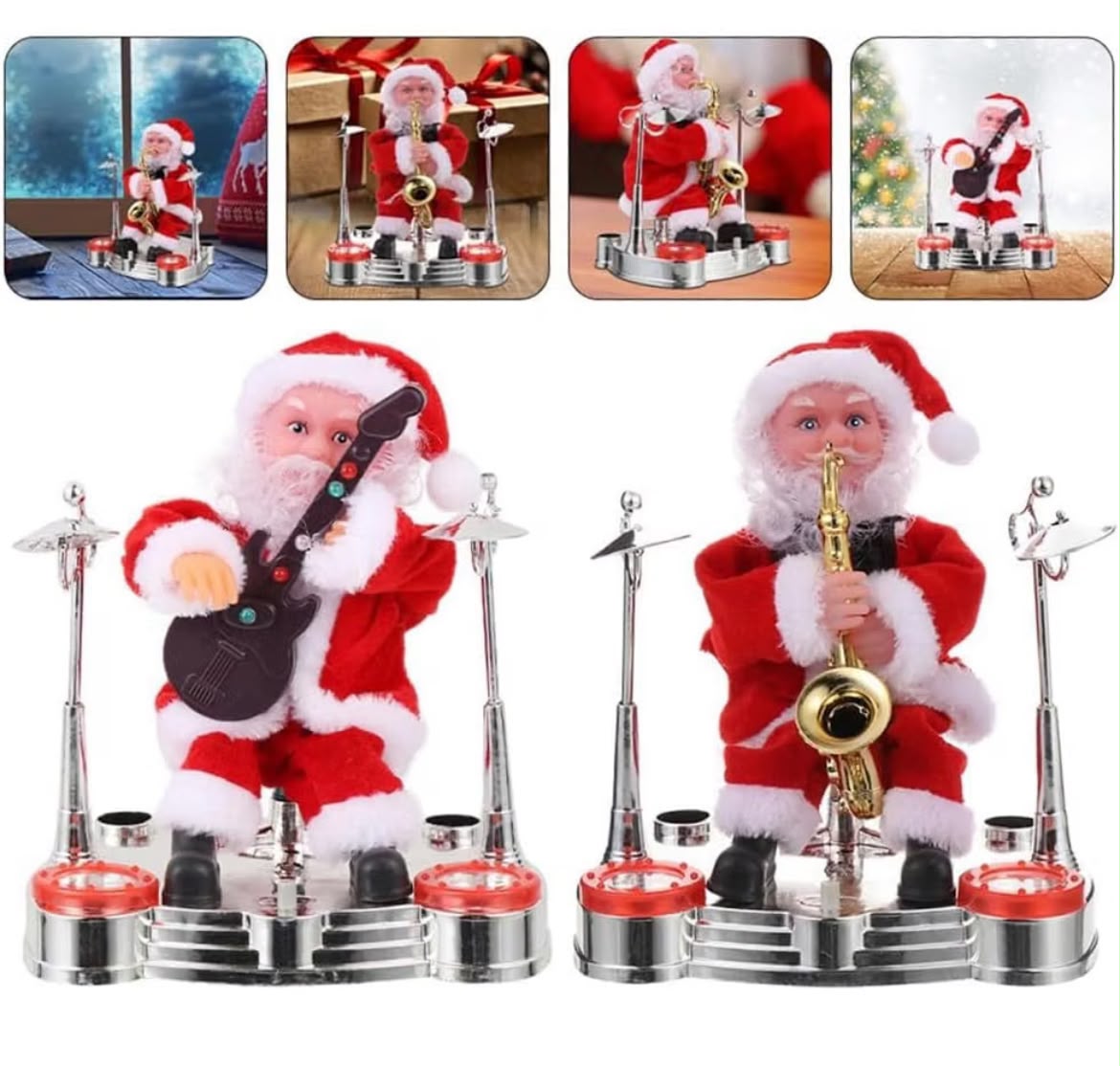 Santa Christmas Decorations – Guitar & Saxophone Designs