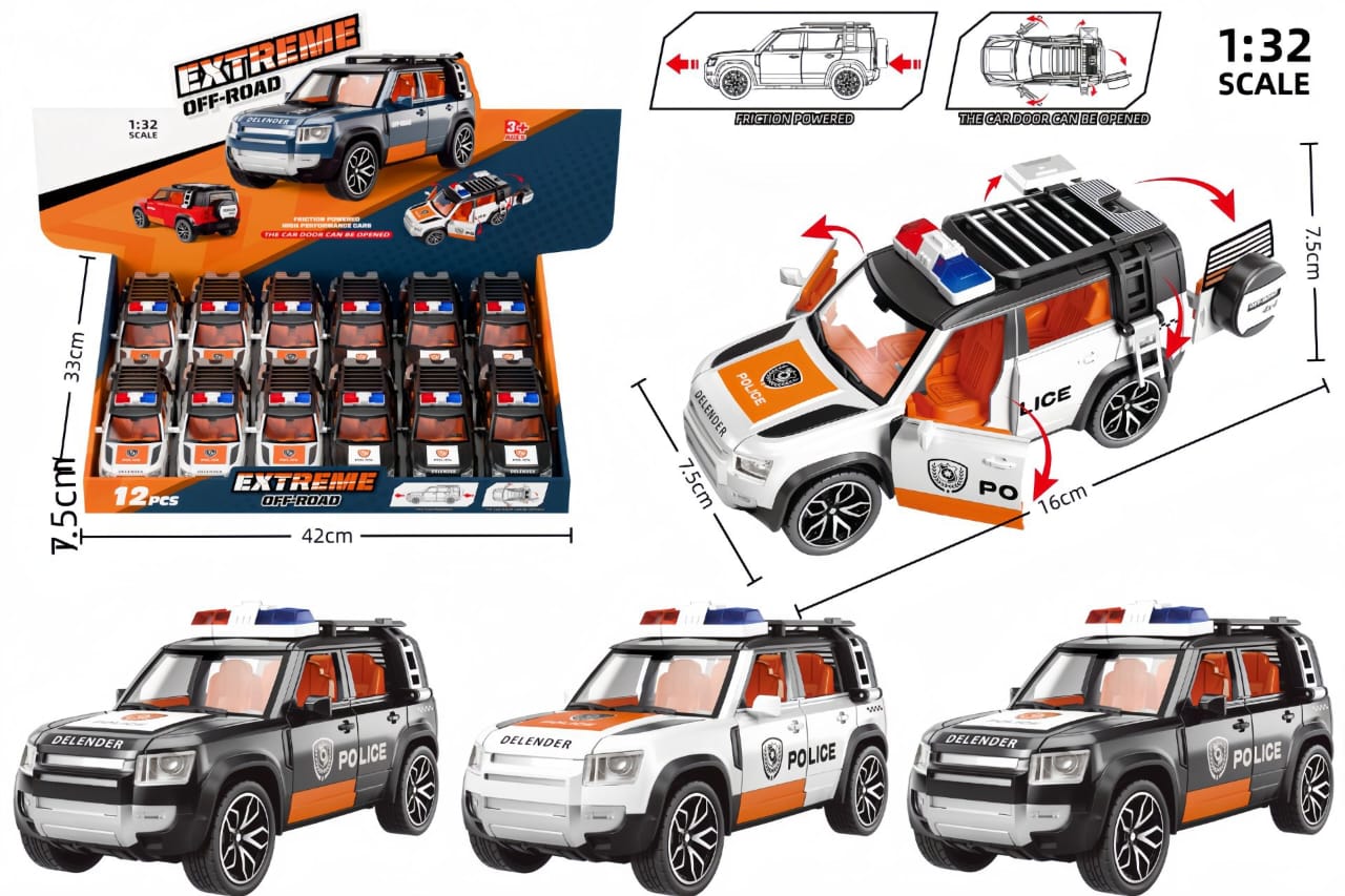 Extreme Off-Road Police SUV Toy Car – 1:32 Scale | 12pcs Display Box