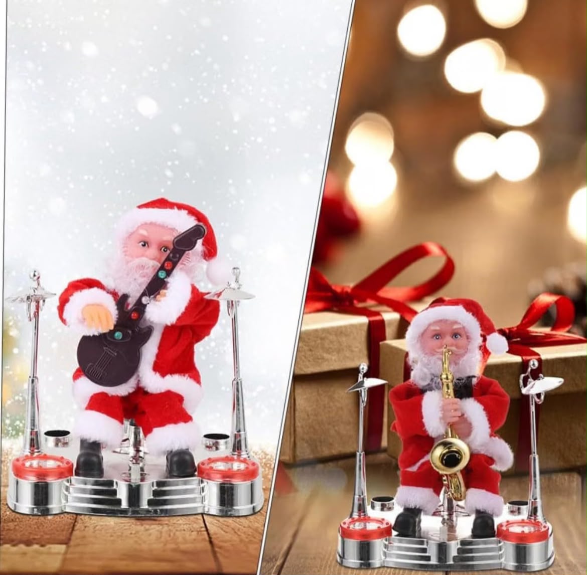 Santa Christmas Decorations – Guitar & Saxophone Designs
