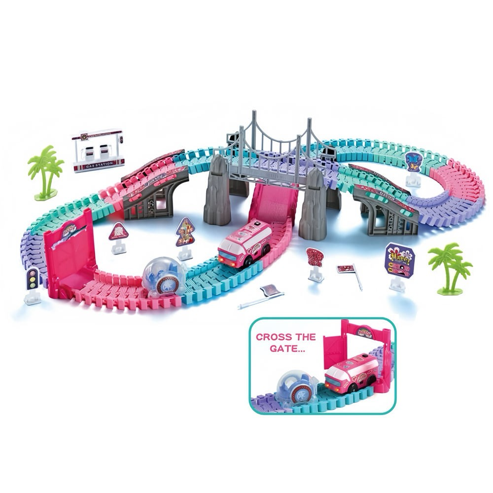 164 Piece Race Track Park Toys with 2 Electric Cars