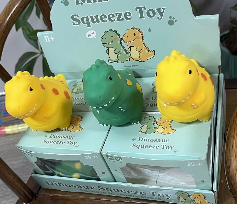 6PCs - Dinosaur Squeeze Toys - Soft Stress Relief Sensory Toy, Display Box