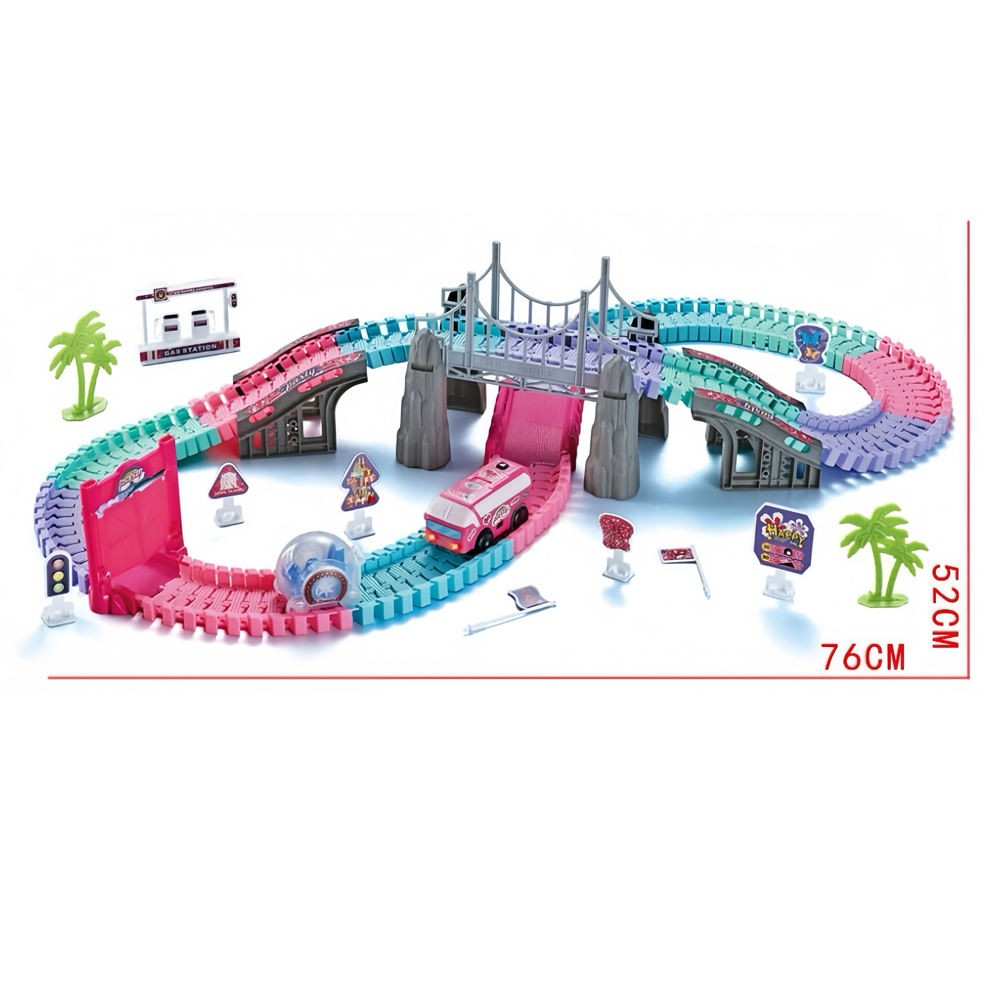 164 Piece Race Track Park Toys with 2 Electric Cars