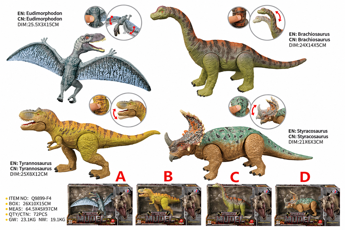 Dinosaur catalogue image with English labels